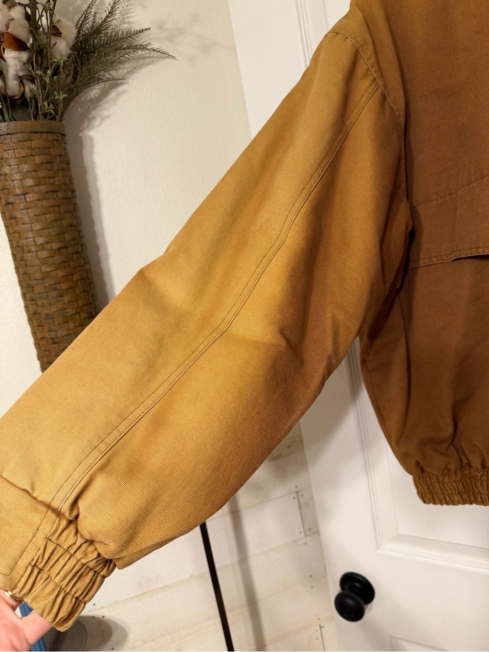 Vintage Wrangler Brown Canvas Field Jacket with Dark Collar - Picture 6 of 8
